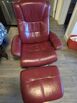 Leather recliner chair with ottoman