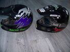 three helmets
