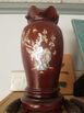 Rosewood Vase with Inlaid Mother of Pearl
