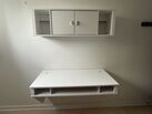 Wall mounted desk with hutch